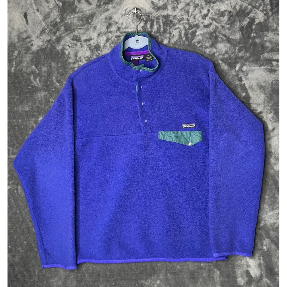 Vintage Patagonia Synchilla Snap-T Fleece Pullover Purple Teal Medium